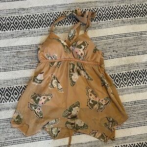 Jordache y3k halter Tan Smocked Top
